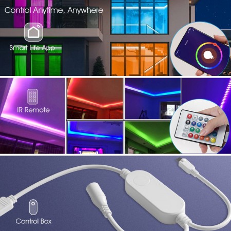 Meidong LED Stripe Lights Works with Alexa Google Home WiFi RGB LED Light Strips 16 Million Colors Music Sync 5050 LED Light with Remote App Control for Bedroom/Bar/Party/Home Decoration/16.4ft